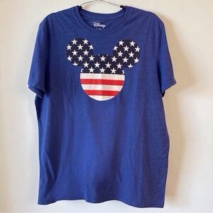 Disney Americana Mickey Mouse Patriotic Tee Men’s Large Park Ready!